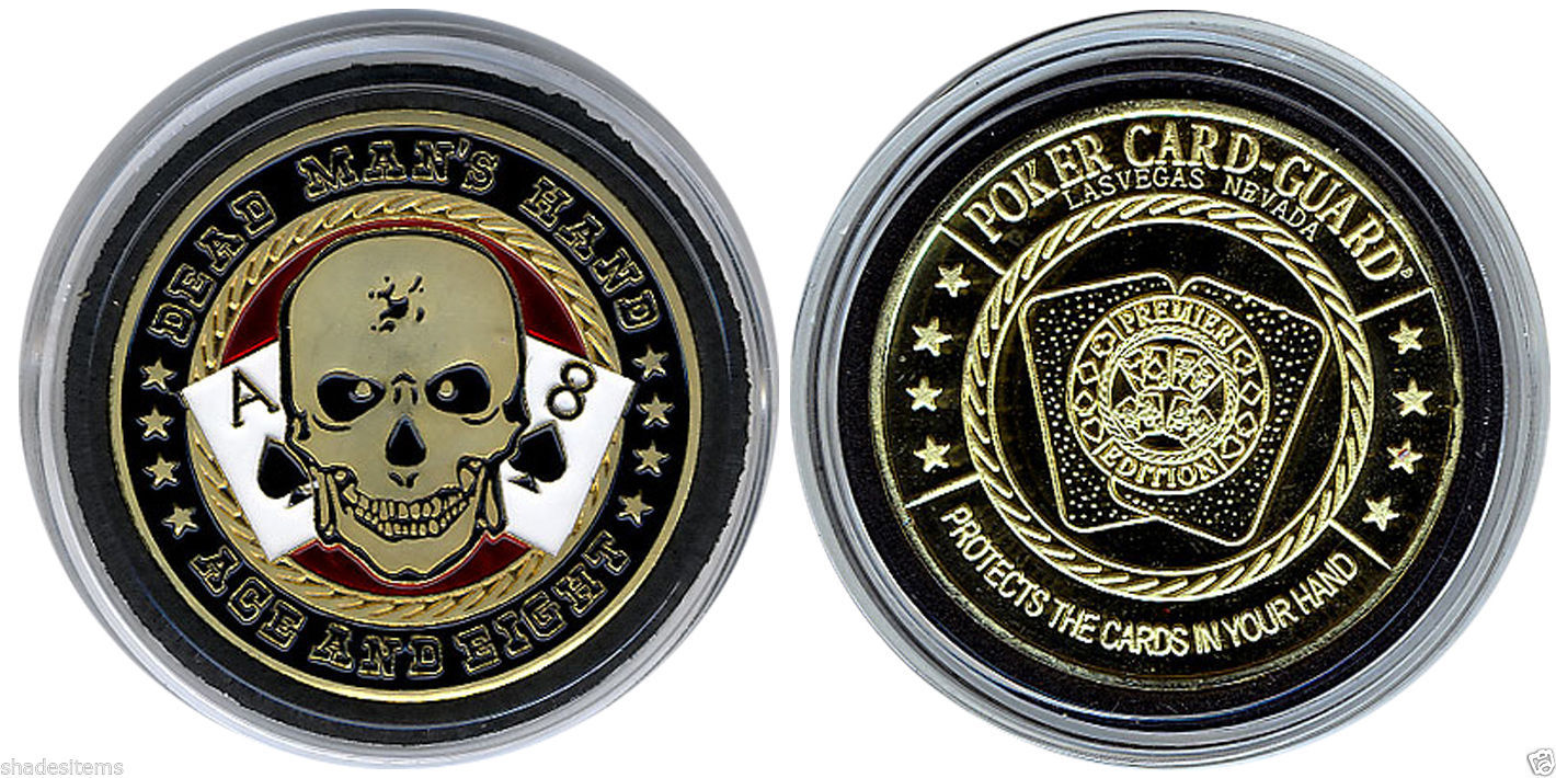 Poker Chip Coin Card Guard Protector With Plastic Case Aces and Eights