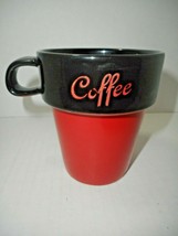 MULBERRY Home Collection Stackable Red Black Coffee Cup 140z Size Two Si... - $8.90