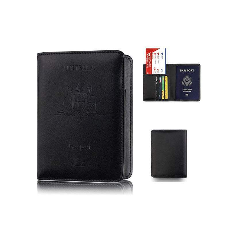 Black Travel Wallets Rfid Blocking Travel Passport Holder Credit Card Wallet Cas