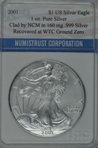 2001 American Silver Eagle Recovered at Ground Zero World Trade Center Slabbed - $125.00
