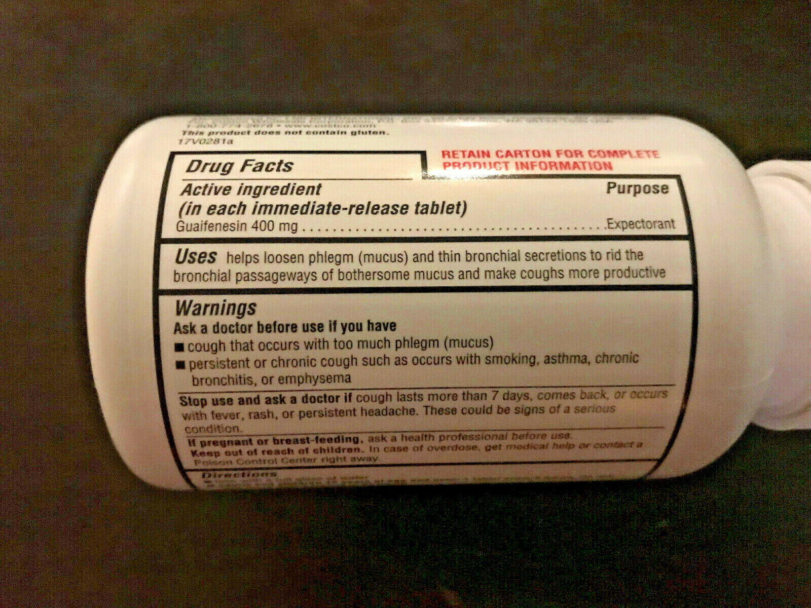 Kirkland Mucus Relief Chest Guaifenesin 400mg Expectorant CHOOSE SIZE