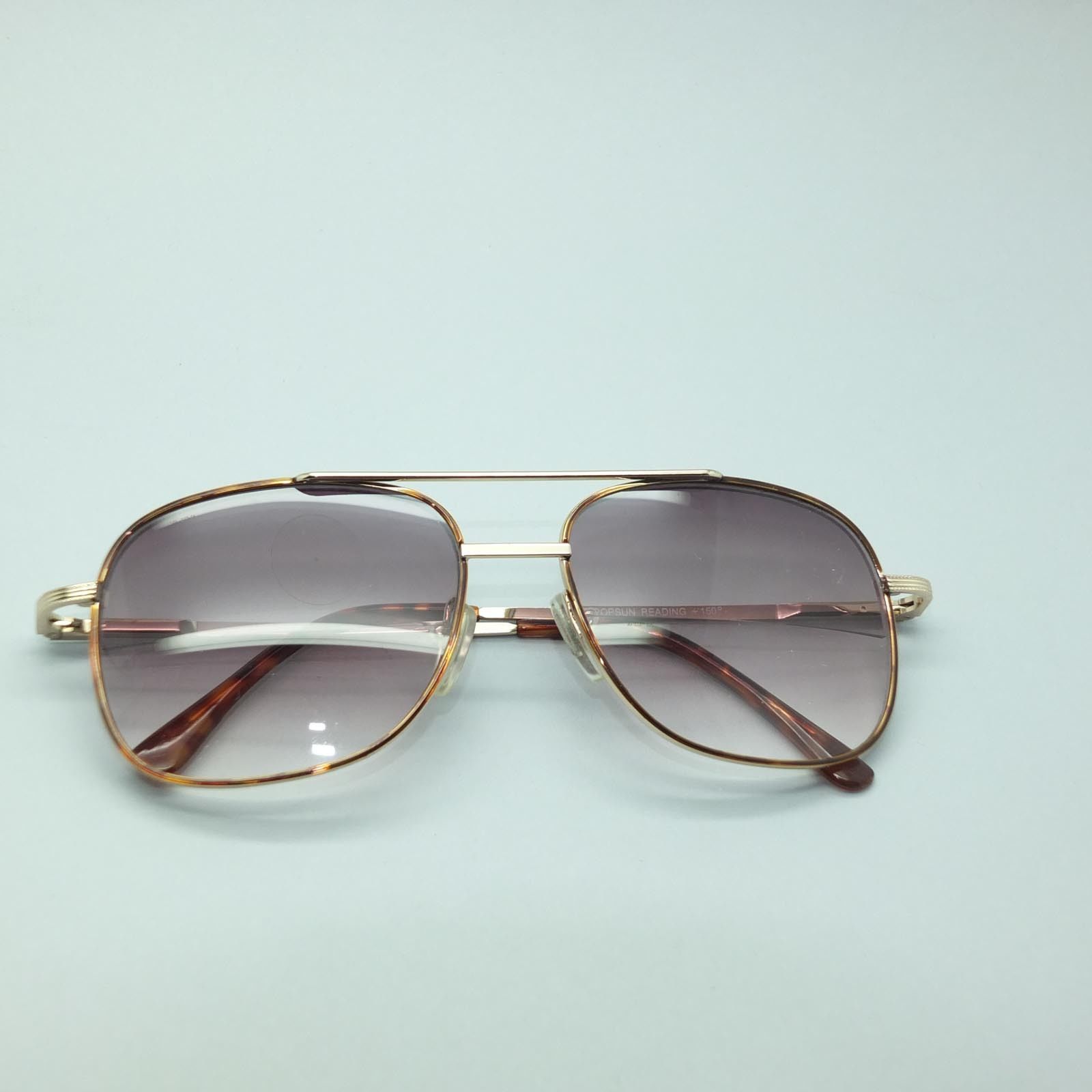 Reading Glasses Men's Sunglasses Tinted Aviator True Bifocal Gold Frame ...