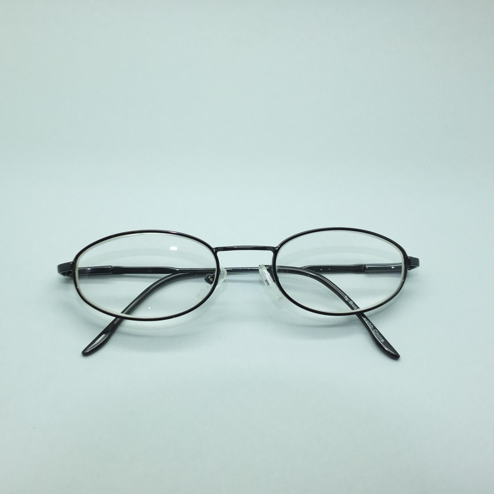 Reading Glasses Oval Polished Black Metal Wire Frame Strong 4 00 Strength Reading Glasses
