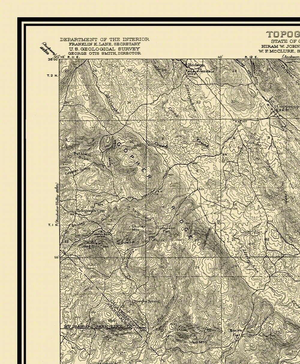 Topo Map Copperopolis California Quad USGS 1916 23 x 28 Home Décor