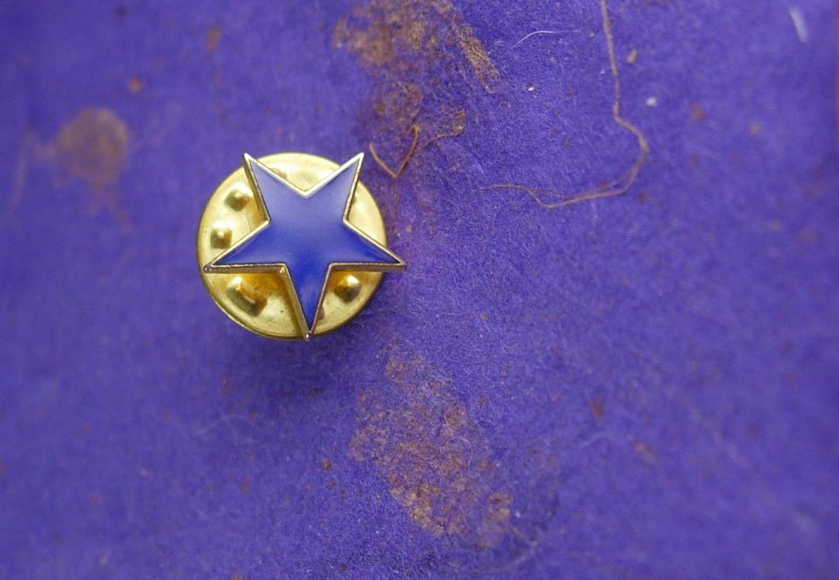 Blue Star Tie Tack Vintage Military Lapel Pin with Butterfly Clutch
