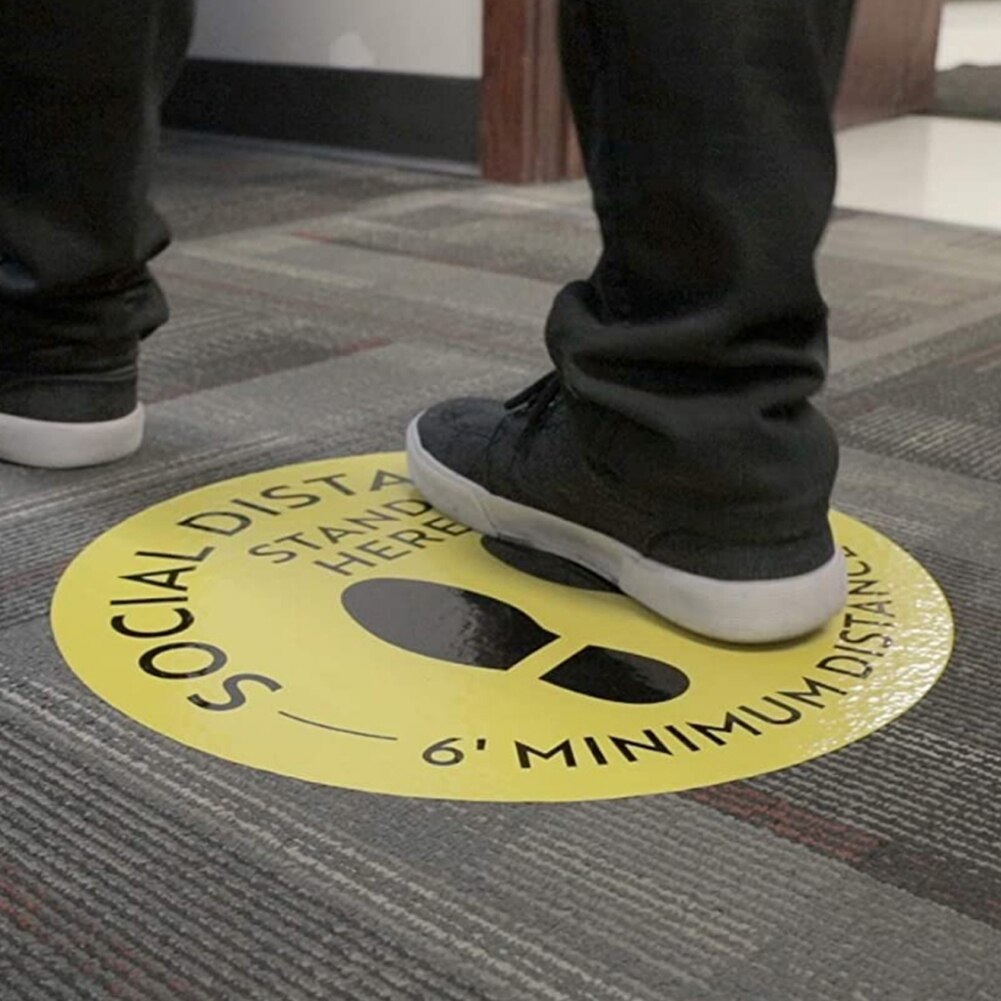 5x Safety Social Distancing Floor Decal Isolation Distance Signs Ground