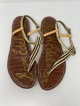 Sam Edelman Gigi 8.5 Sandals Flats Shoes Gold Leather Thong N5 - £9.26 GBP