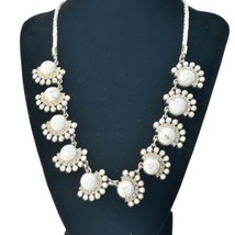 Ann Taylor Faux Marble Cabochon/Seed Pearls Clear Rhinestones Statement Necklace - $18.69