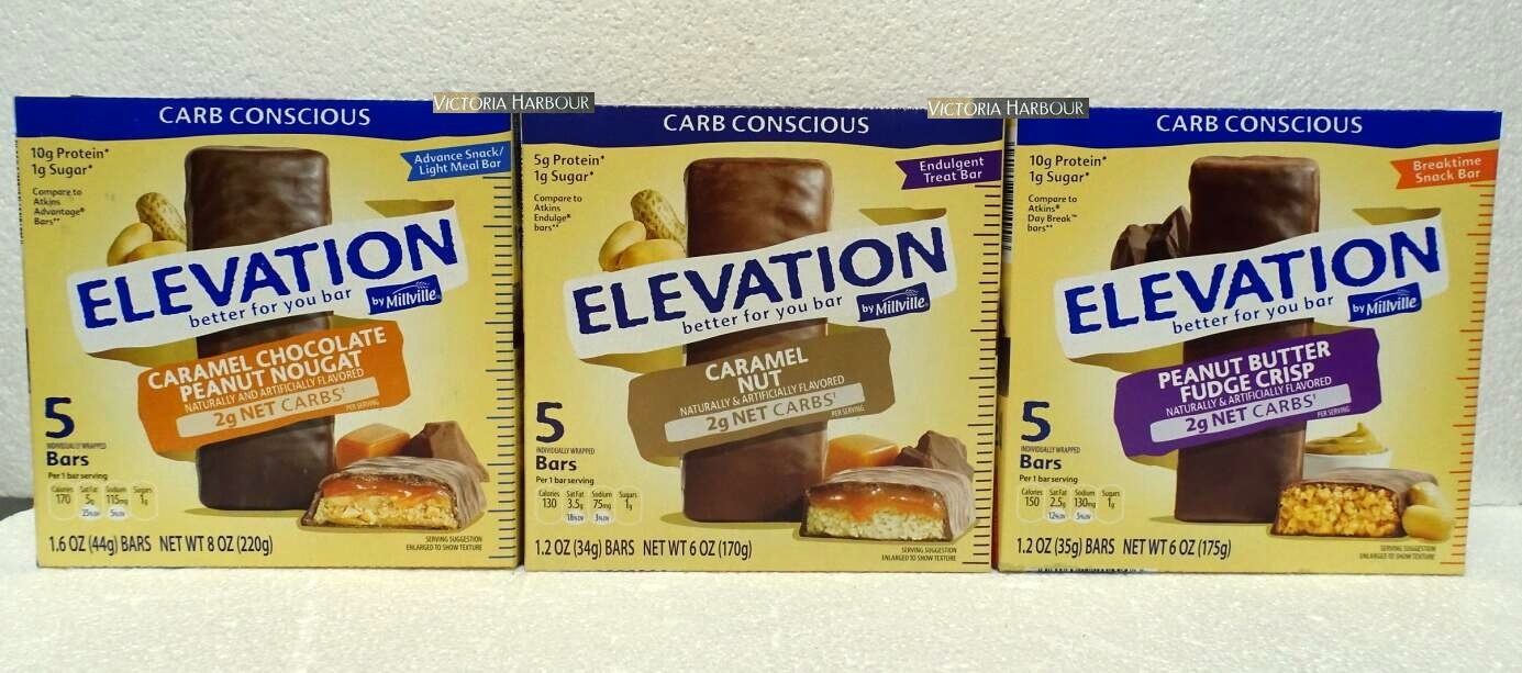 Millville Elevation Protein Bars Carb Conscious 3 Variety Flavors