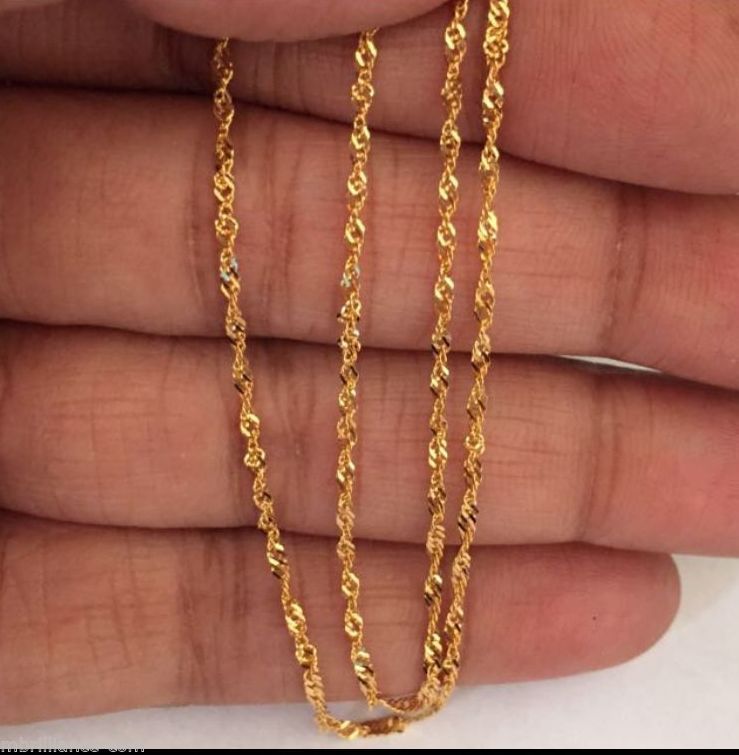 17.5'' Solid 22k gold Singapore Twist chain 916 solid gold 22k necklace