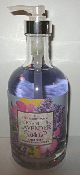 Primary image for Bath & Body Works Glass 12 oz Olive Oil Hand Soap French Lavender & Vanilla