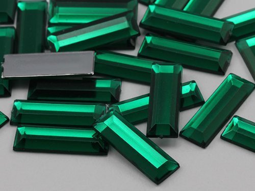22x7mm Emerald .MD Flat Back Baguette Acrylic Jewels High Quality Pro Grade -...