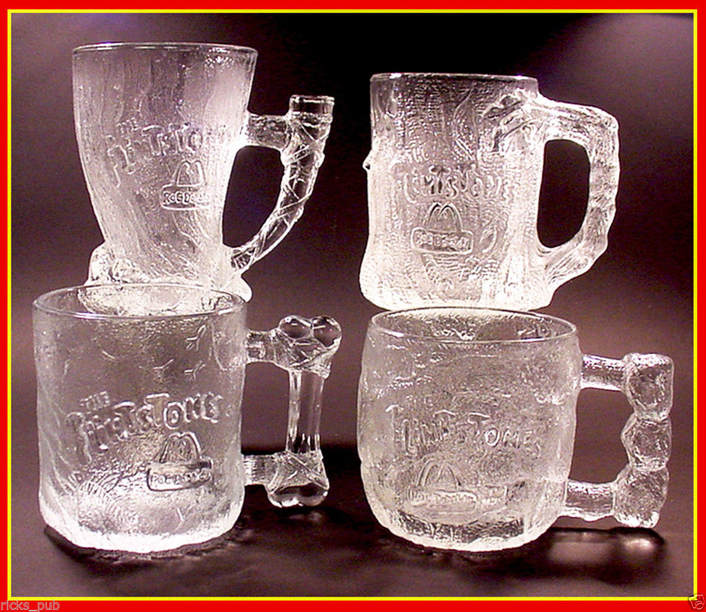 Flintstones Glass Mugs ROCKY ROAD PreDAWN MAMMOTH TreeMENDOUS McDonalds