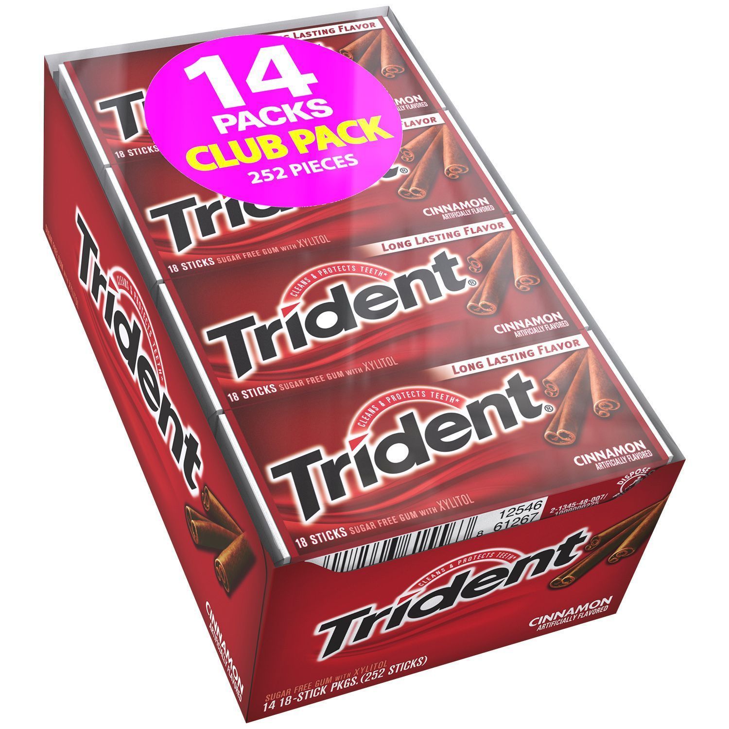 14 Trident Cinnamon Sugar Free Gum with Xylitol 14/18 piece pks New