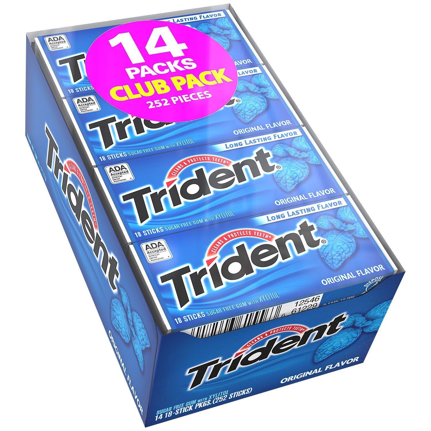 14 Trident Original Sugar Free Gum with Xylitol -14/18 piece pks New