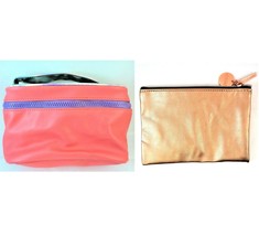 Maybelline Essie Gold Makeup Zip Bag Organizer & Dark Pink Travel Train Case Bag - $12.86