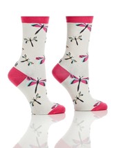Women's Premium Crew Socks Yo Sox Dragonfly Motifs Fits Size 6 - 10 Cotton Blend