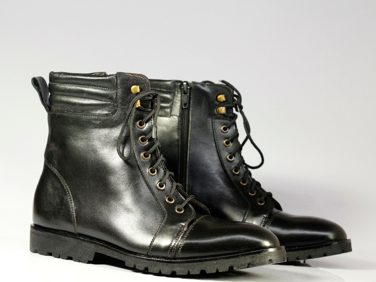 Handmade Men's Black Cap Toe Leather Ankle Fashion Boots, Men Designer ...