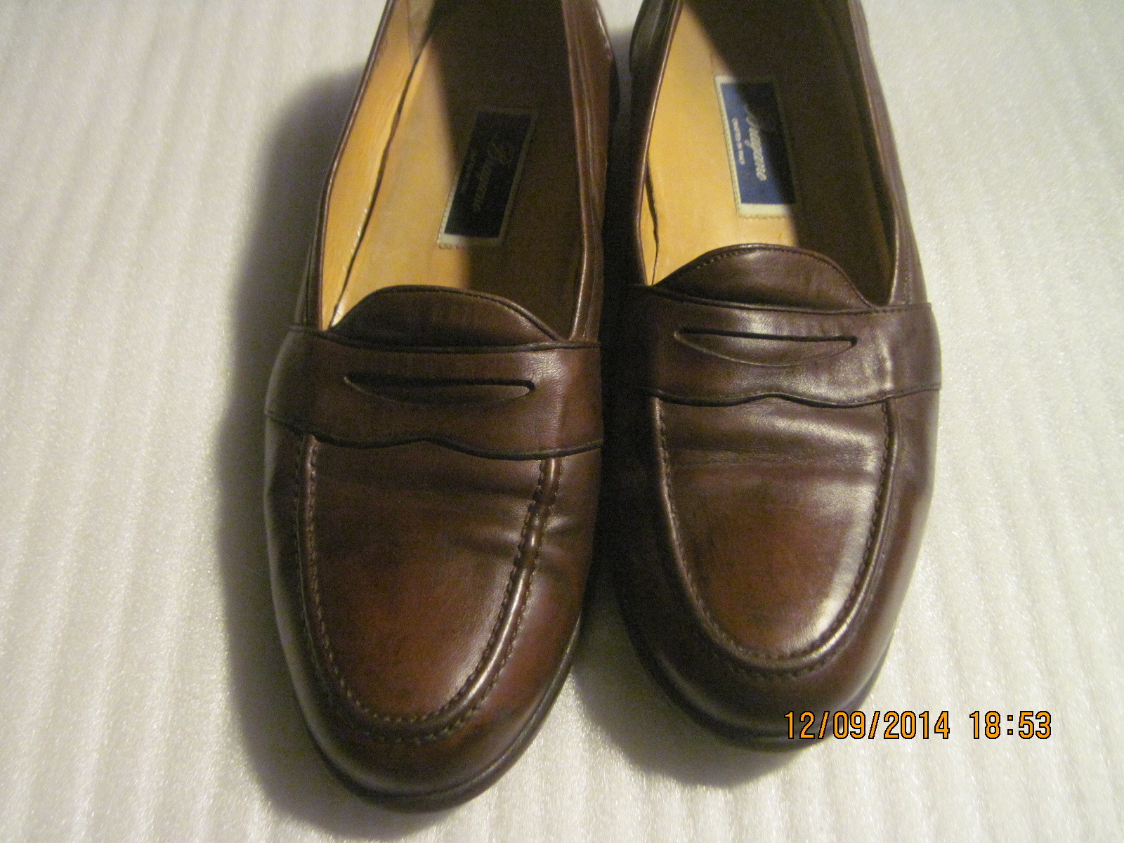 BRAGANO Men's Dark Brown Leather Penny Loafers, Size 13 N - Casual