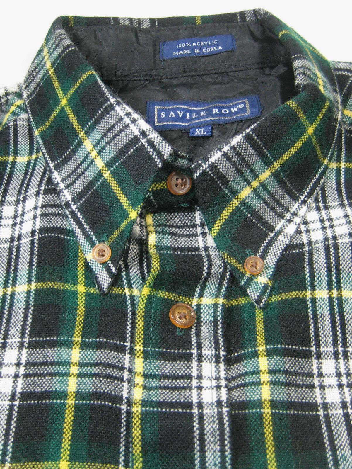 SAVILLE ROW XL Rich Green Blue Yellow Plaid Flannel Shirt - Casual Shirts