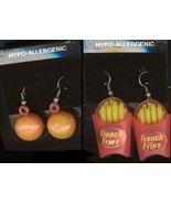 Funky Cheeseburger BURGER FRENCH FRY FRIES EARRINGS Fast Food Charms Jew... - $8.97