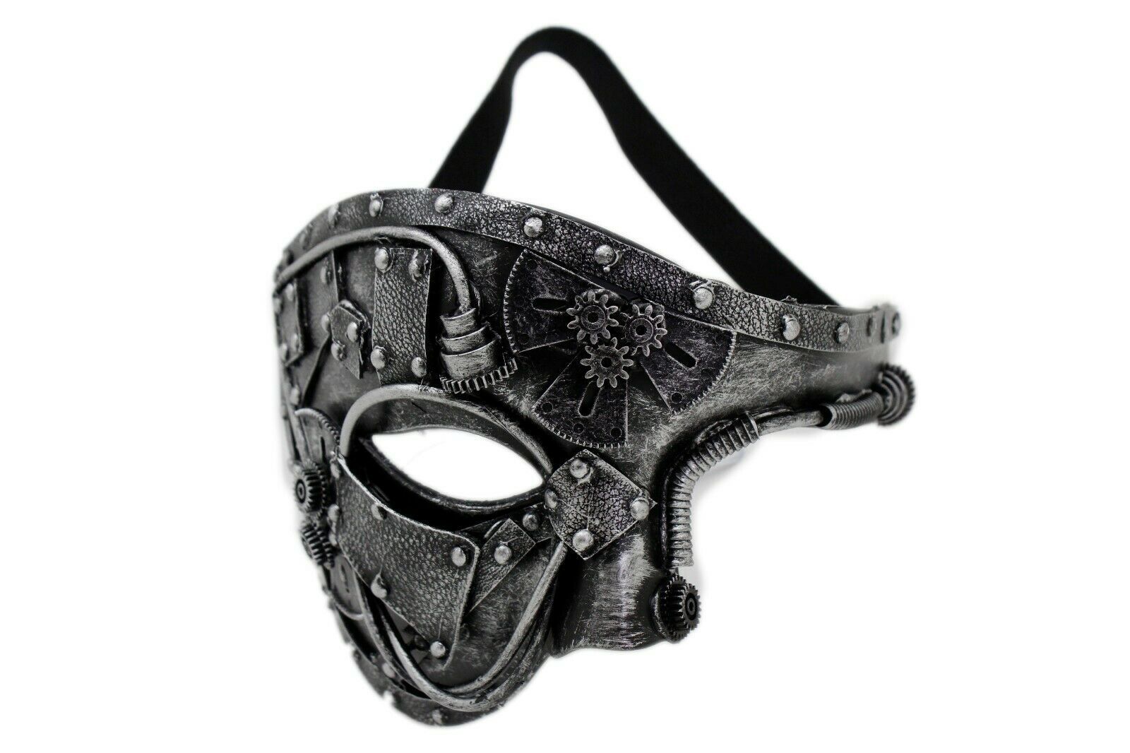 Men Women Shiny Black Halloween Costume Half Face Mask Steampunk Rave