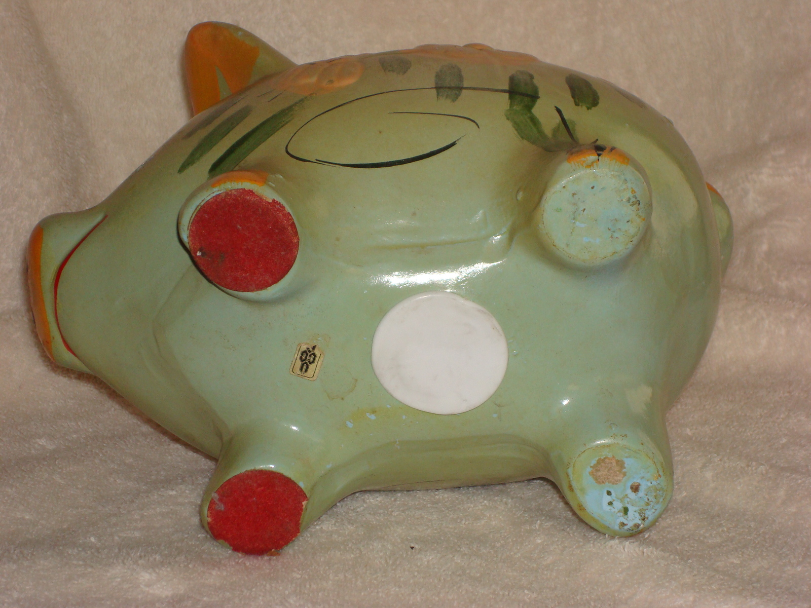 Large Vintage Green Piggy Bank Pigs