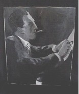 Vintage Painting of George Gershwin Cigar At Piano - $16.95