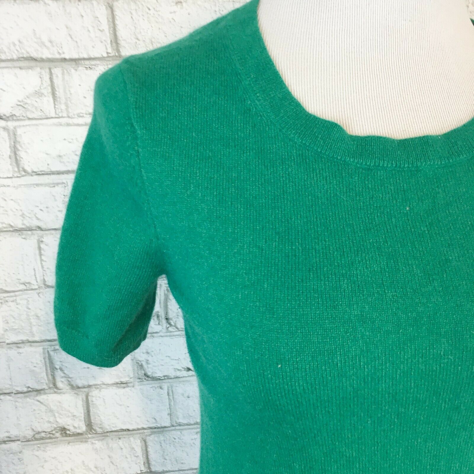 Lands End Women's Kelly Green Short Sleeve 100 Cashmere Sweater Size XS Extra S Sweaters