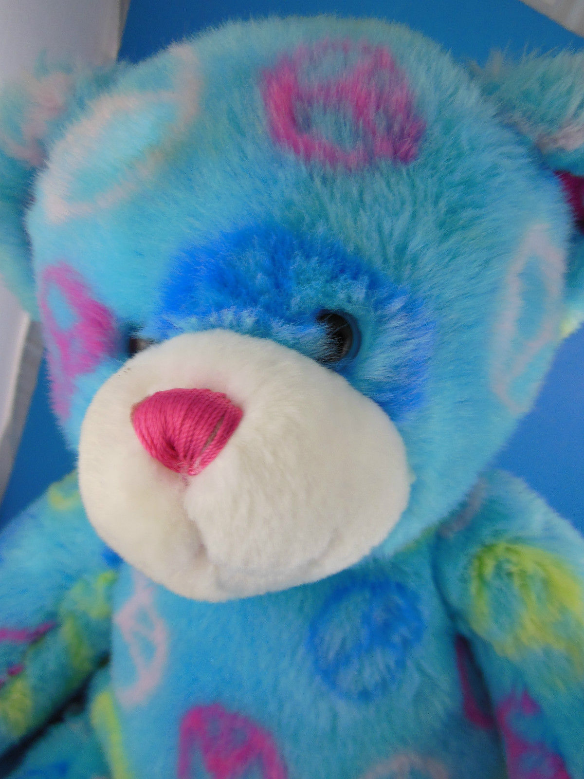 Build a Bear Blue Peace Sign Hippie Teddy Bear Says I love You 11 ...