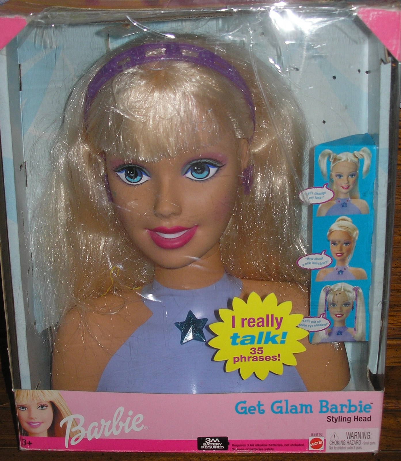 barbie color and crimp styling head blonde