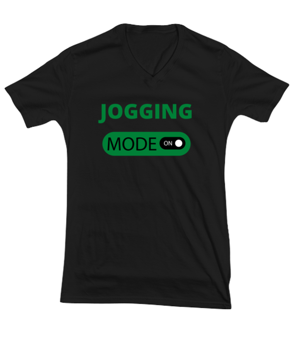 JOGGING, black Vneck Tee. Model 64027