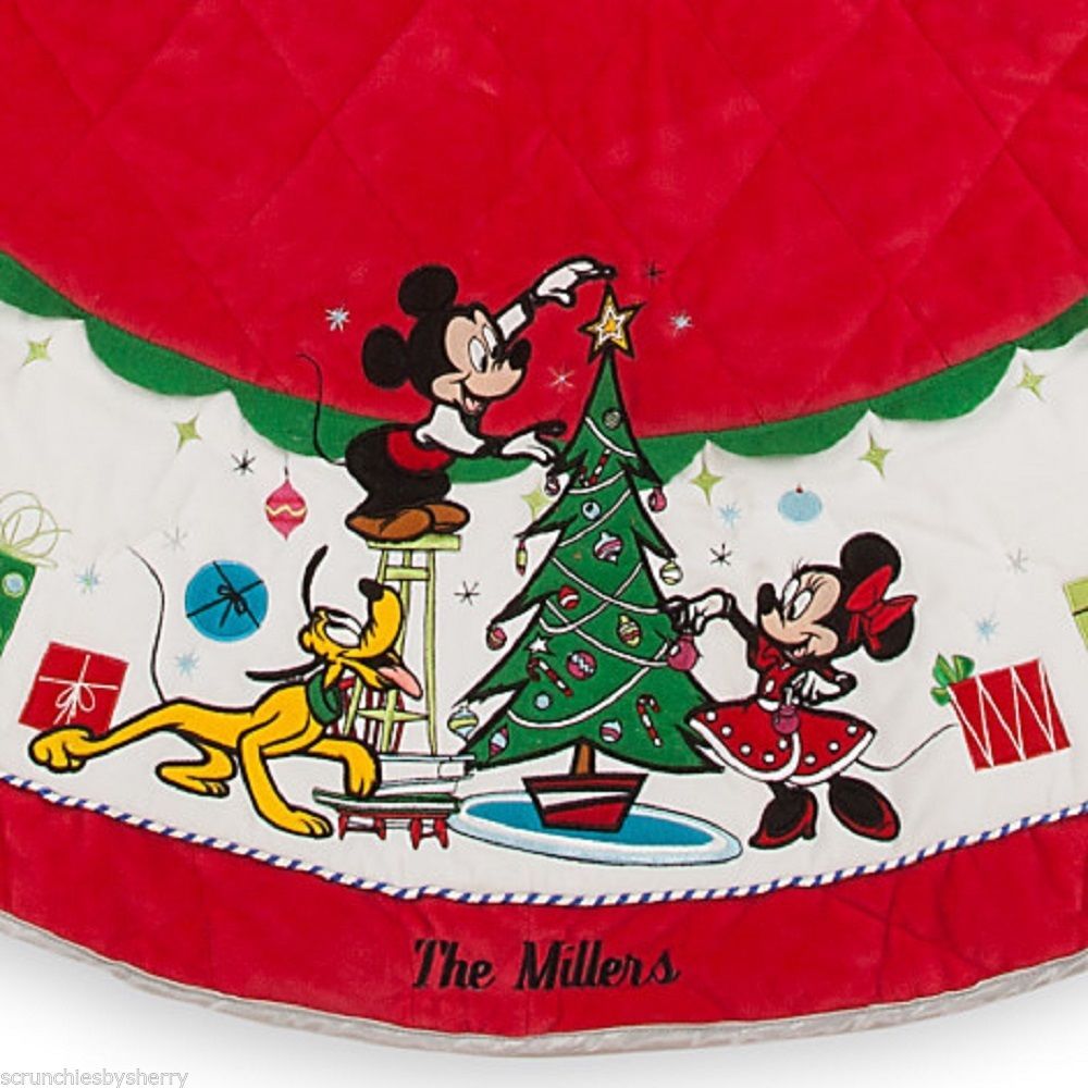 Disney Store Christmas Tree Skirt Minnie Mickey Mouse Pluto Red White