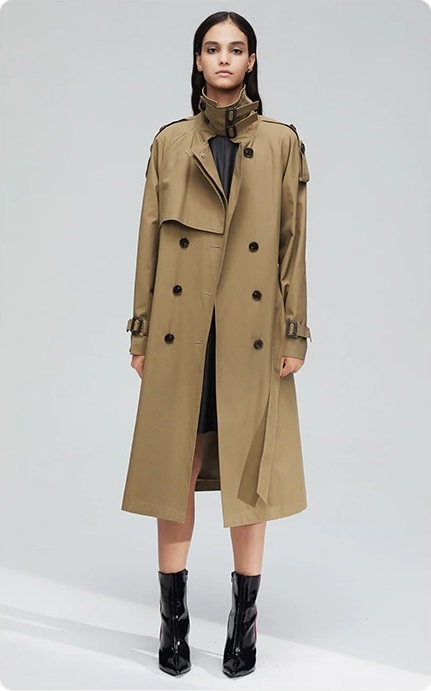 New brown double breasted over the knees women oversized trench coat plus size