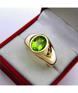 2Ct Simulated Peridot Solitaire Engagement Men&#39;s Ring 14K Yellow Gold Pl... - $108.45
