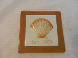 San Diego California Ceramic Tile Trivet Wall Hanging With 3-D Seashell - $29.70