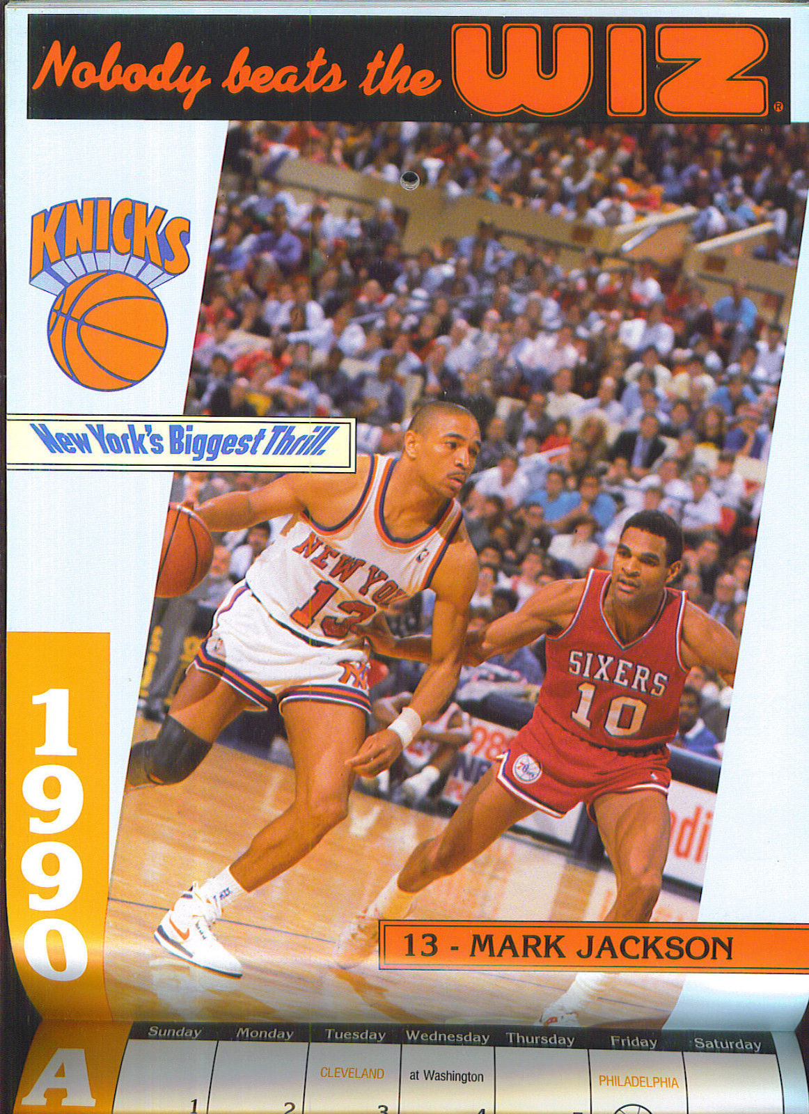 New York KNICKS 198990 Calendar Patrick EWING Mark JACKSON Charles