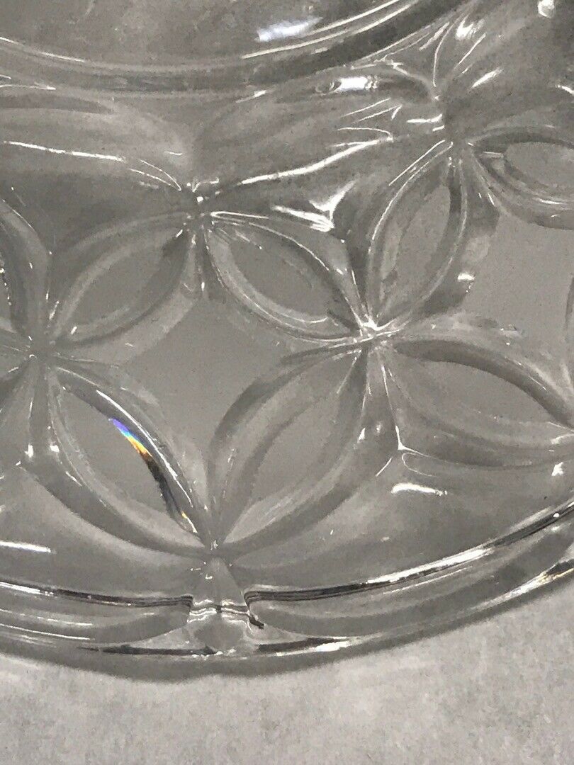 2 pc Vintage cut crystal candy dish lid pedestal 3 feet on bottom