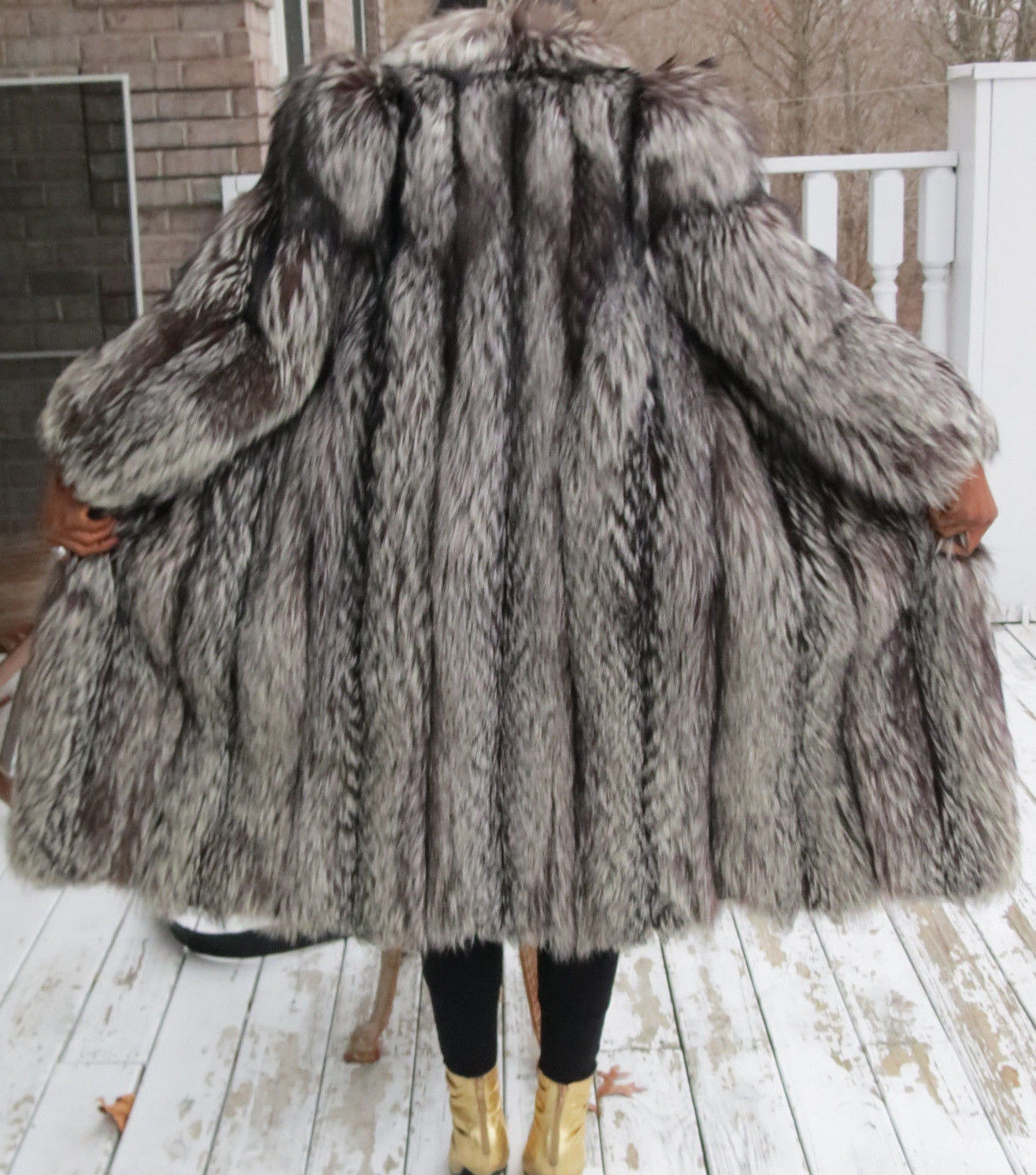Designer Jerry Sorbara Full Length Silver fox Fur coat Jacket Stroller ...