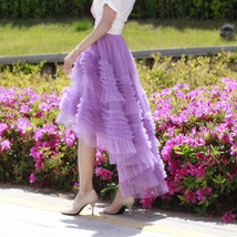 White Hi-lo Tulle Layered Skirt Tulle Outfit Handmade Wedding Bridesmaid Skirt image 10