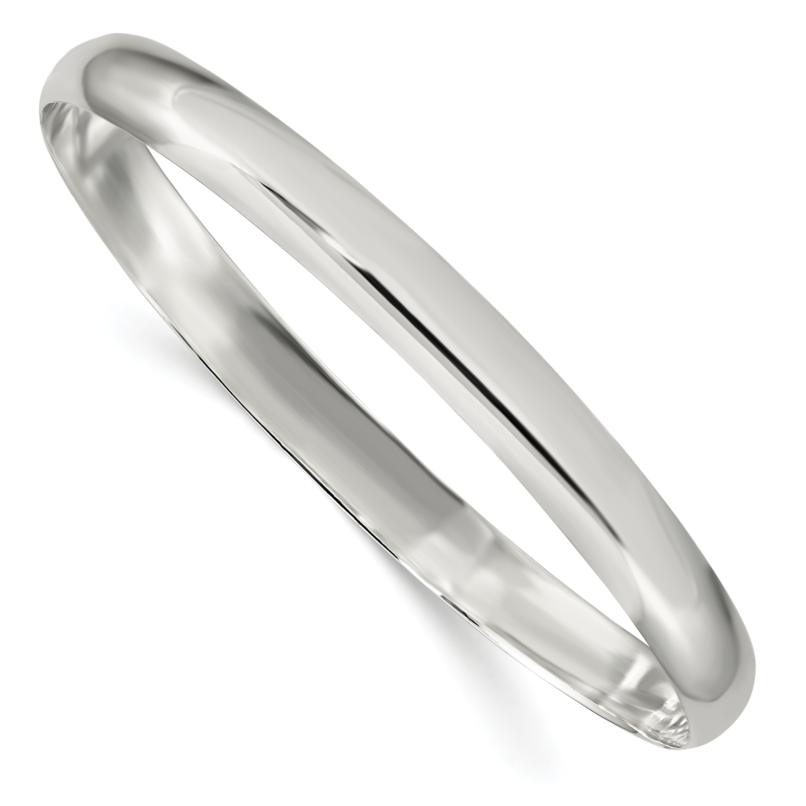 Sterling Silver 6.25mm Solid Polished Plain Slip-On Bangle Bracelet ...