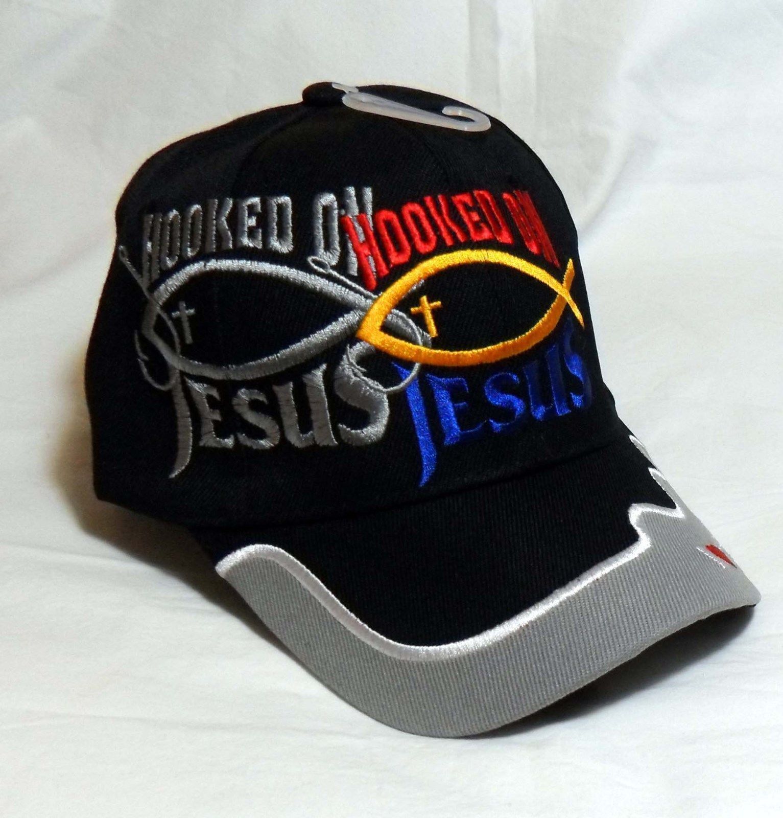 HOOKED ON JESUS CHRISTIAN HAT BASEBALL CAP (Great Hat to Show your
