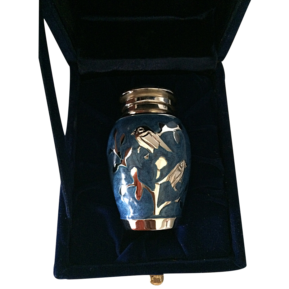Blessing Silver Birds Small Keepsake Urn, Cremation Urns for Ashes