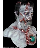 SUPER DELUXE MEGA FRANKENSTEIN REALISTIC MASK W/CHEST COLLECTOR HORROR M... - £64.14 GBP
