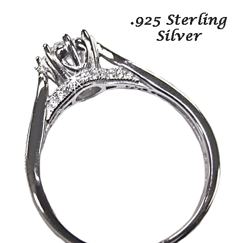 NonTarnishing Sterling Silver CZ Solitaire Ring with 8 Prong Setting