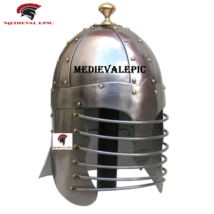 Medieval Epic Knight wearable steel Armor Helmet Brass Wing with cotton liner