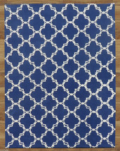 Modern Trellis Blue 3' X 5' Contemporary Style Handmade 100% Wool Area Rug - $209.00