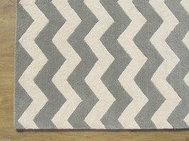 Chevron ZigZag Porcelain Blue 4&#39; x 6&#39; Handmade Persian Style 100% Wool A... - $299.00