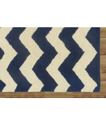 Chevron Zig Zag Blue 9&#39; x 12&#39; Handmade Persian Style 100% Woolen Area Ru... - $799.00
