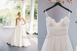 Rosyfancy Spaghetti Straps V-neck Lace And Taffeta Bridal Ball Gown WDS003 - $315.00